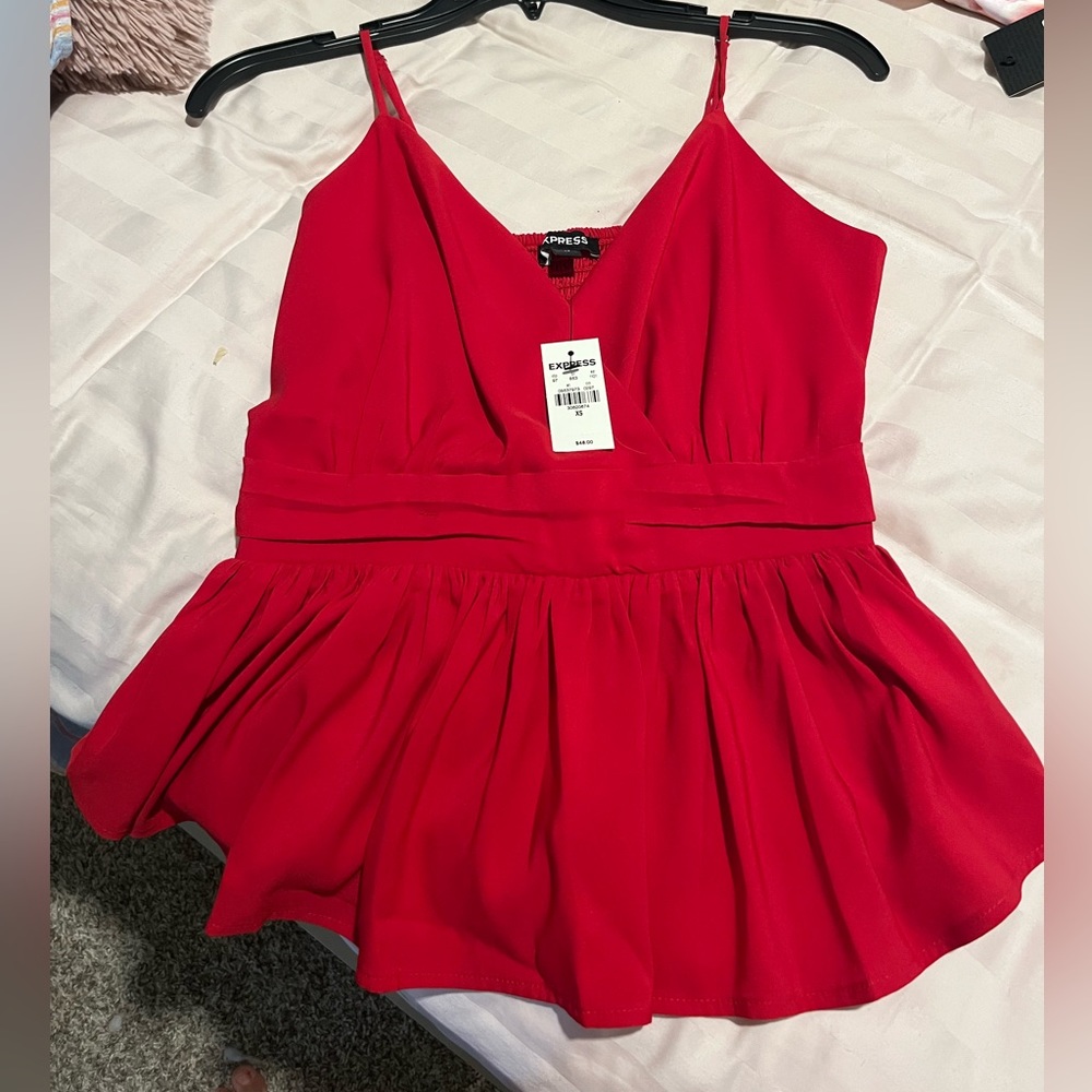 NWT Red peplum Express top